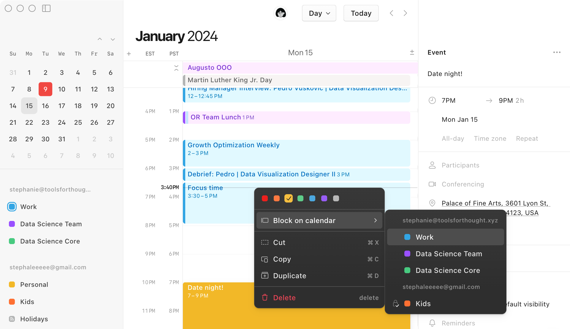 Screenshot of app Notion Calendar