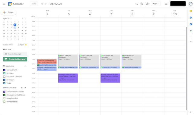 Screenshot of app Google Calendar